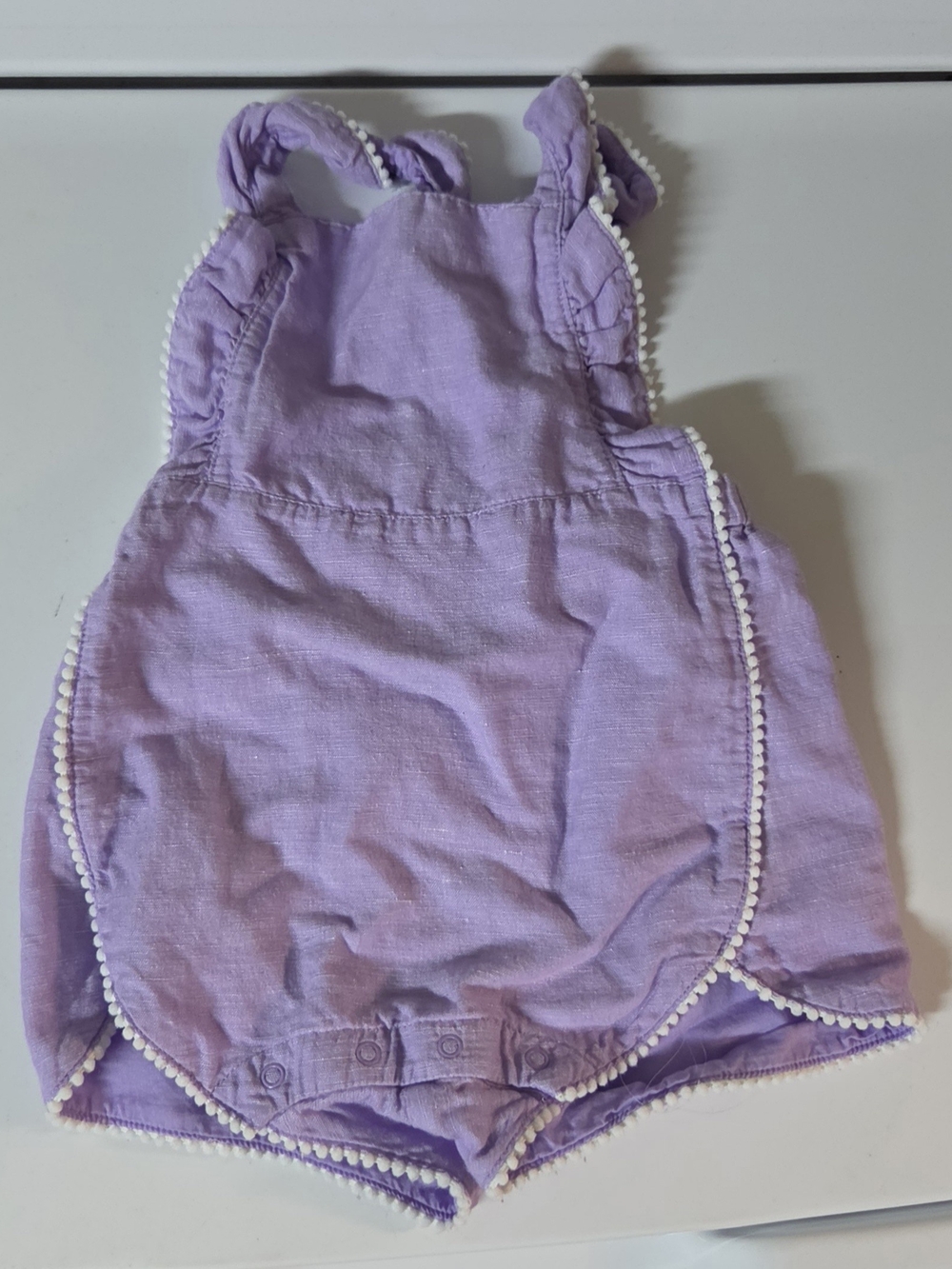 Janie and Jack Lilac Ruffle-Trim Baby Romper